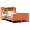 Lit bibliothèque sans matelas cire marron 140x190 cm pin massif 