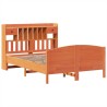 Lit bibliothèque sans matelas cire marron 140x190 cm pin massif 
