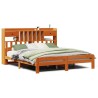 Lit bibliothèque sans matelas cire marron 200x200 cm pin massif 