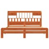 Lit bibliothèque sans matelas cire marron 200x200 cm pin massif 