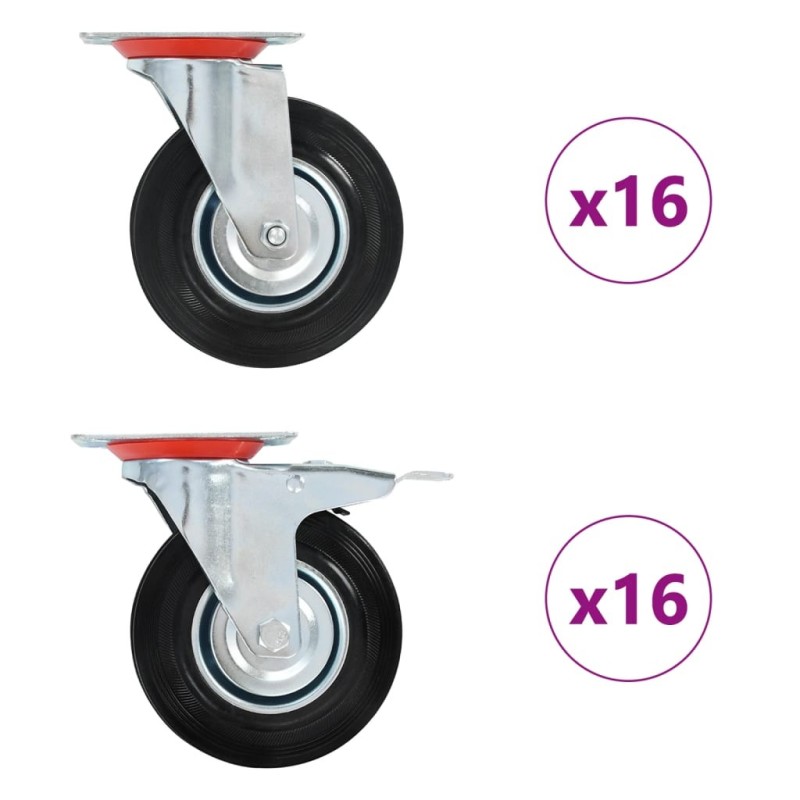 32 pcs Roulettes pivotantes 125 mm 