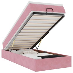 Cadre de lit ottoman avec matelas rose 90x190 cm velours 