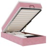Cadre de lit ottoman avec matelas rose 90x190 cm velours 