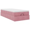 Cadre de lit ottoman avec matelas rose 90x190 cm velours 
