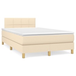 Sommier à lattes de lit avec matelas crème 120x190 cm tissu 