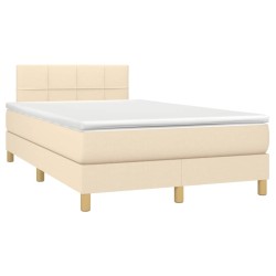 Sommier à lattes de lit avec matelas crème 120x190 cm tissu 