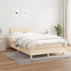 Sommier à lattes de lit avec matelas crème 120x190 cm tissu 