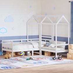 Ensemble de lit de jour et de banc avec toit sans matelas blanc 