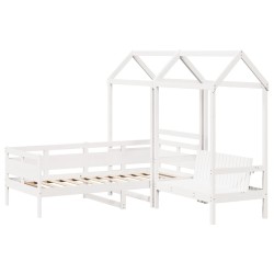 Ensemble de lit de jour et de banc avec toit sans matelas blanc 