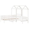 Ensemble de lit de jour et de banc avec toit sans matelas blanc 