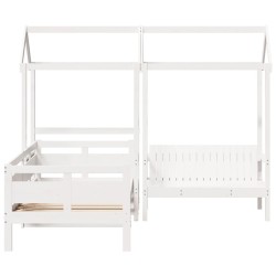 Ensemble de lit de jour et de banc avec toit sans matelas blanc 