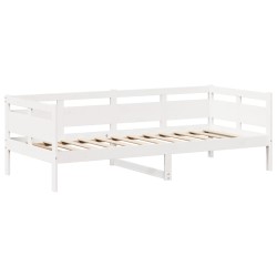 Ensemble de lit de jour et de banc avec toit sans matelas blanc 