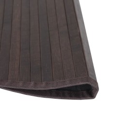 Tapis rond marron foncé 80 cm bambou 