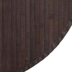 Tapis rond marron foncé 80 cm bambou 