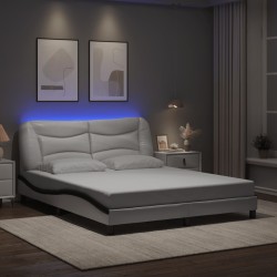 Cadre de lit avec LED sans matelas blanc et noir 160x200 cm 
