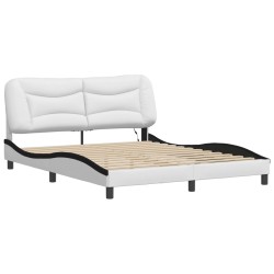 Cadre de lit avec LED sans matelas blanc et noir 160x200 cm 