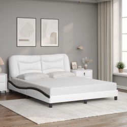 Cadre de lit avec LED sans matelas blanc et noir 160x200 cm 