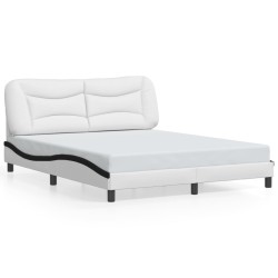 Cadre de lit avec LED sans matelas blanc et noir 160x200 cm 