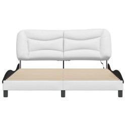 Cadre de lit avec LED sans matelas blanc et noir 160x200 cm 