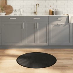Tapis rond noir 80 cm bambou 