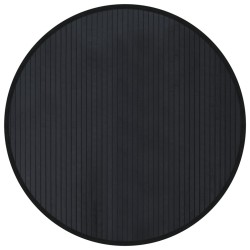 Tapis rond noir 80 cm bambou 