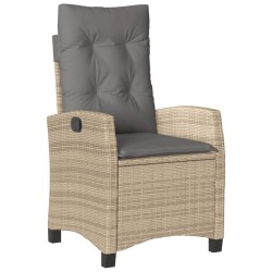 Ensemble à manger de jardin et coussins 3 pcs Beige poly rotin 