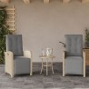 Ensemble de bistro 3 pcs coussins mélange beige résine tressée 