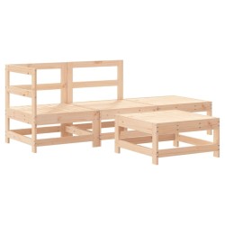 Salon de jardin 4 pcs avec coussins bois massif 