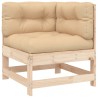 Salon de jardin 4 pcs avec coussins bois massif 