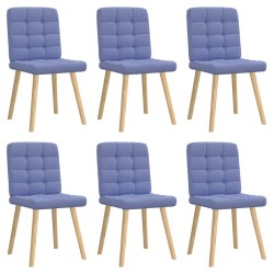Chaises à manger lot de 6 bleu jean tissu 