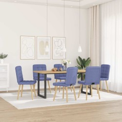 Chaises à manger lot de 6 bleu jean tissu 