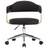 Chaise pivotante de bureau Noir Bois courbé et similicuir 