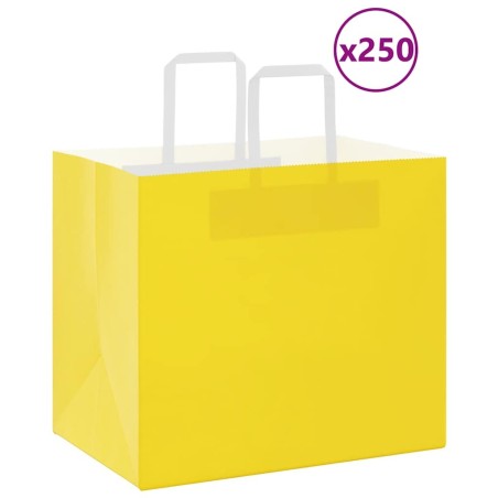 Sacs en papier 250 pcs avec poignées jaune 32x22x28 cm 