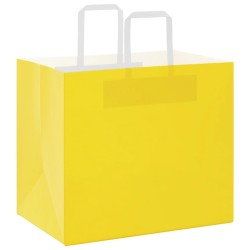 Sacs en papier 250 pcs avec poignées jaune 32x22x28 cm 