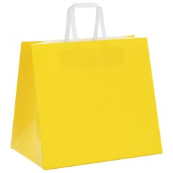 Sacs en papier 250 pcs avec poignées jaune 32x22x28 cm 