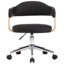 Chaise pivotante à manger Noir Bois courbé et similicuir 