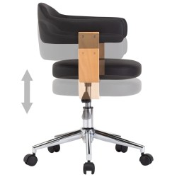 Chaise pivotante à manger Noir Bois courbé et similicuir 