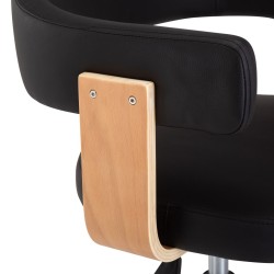 Chaise pivotante à manger Noir Bois courbé et similicuir 