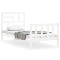 Cadre de lit sans matelas blanc bois de pin massif 