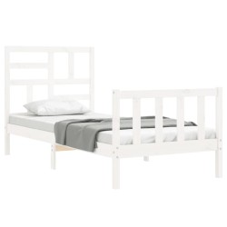 Cadre de lit sans matelas blanc bois de pin massif 