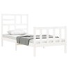 Cadre de lit sans matelas blanc bois de pin massif 