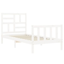 Cadre de lit sans matelas blanc bois de pin massif 