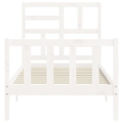 Cadre de lit sans matelas blanc bois de pin massif 