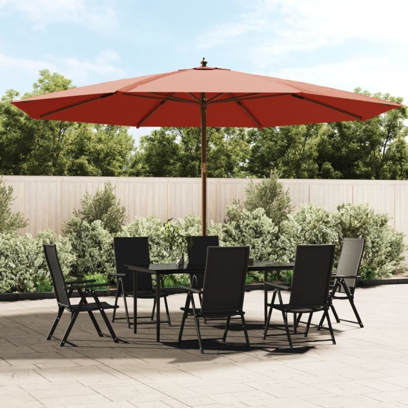Parasol de jardin avec mât en bois terre cuite 400x273 cm 