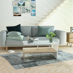 Table basse Bois d'ingénierie 90x59x42 cm Chêne et blanc 
