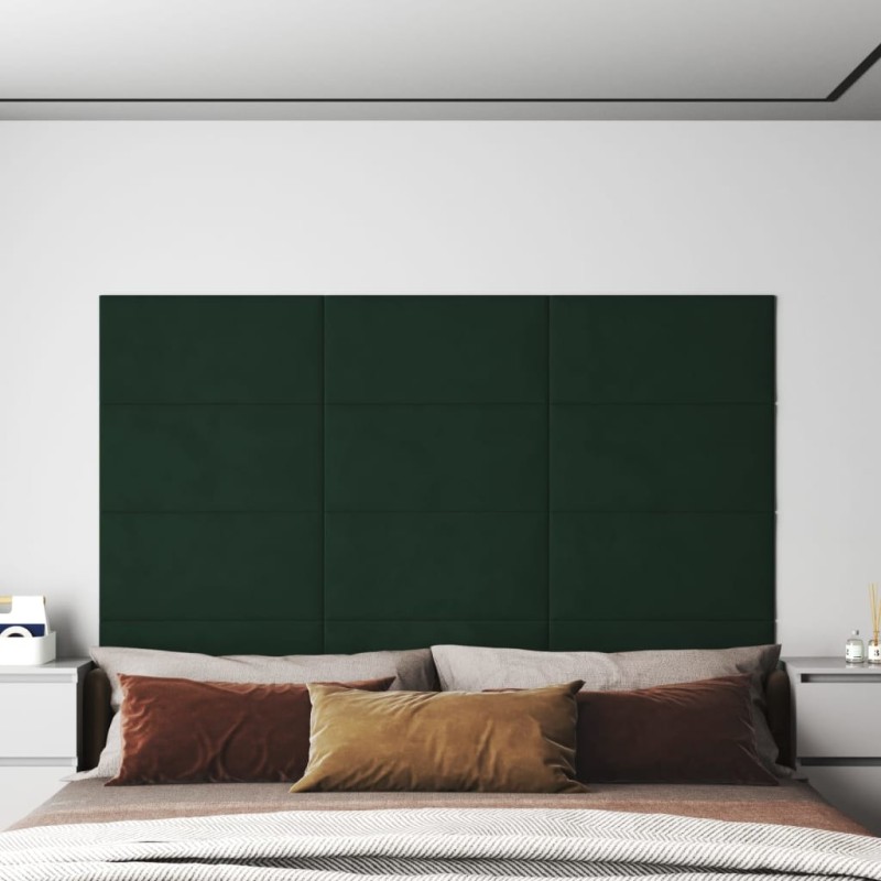 Panneaux muraux 12 pcs Vert foncé 60x30 cm Velours 2,16 m² 