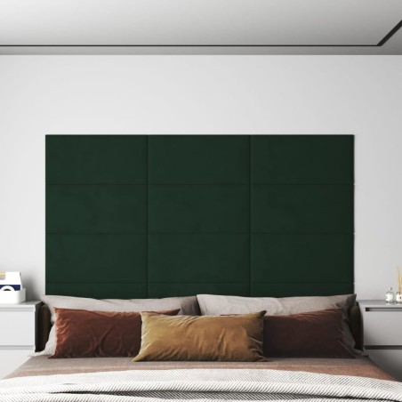 Panneaux muraux 12 pcs Vert foncé 60x30 cm Velours 2,16 m² 