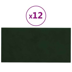Panneaux muraux 12 pcs Vert foncé 60x30 cm Velours 2,16 m² 