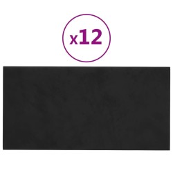 Panneaux muraux 12 pcs Noir 60x30 cm Velours 2,16 m² 
