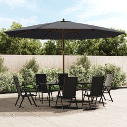Parasol de jardin avec mât en bois noir 400x273 cm 